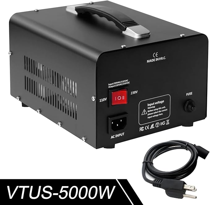 Cantonape 5000 Watt Voltage Converter Transformer - Heavy Duty Step Up/Down Convert from 110-120 Volt to 220-240 Volt and from 220-240 Volt to 110-120 Volt - Circuit Breaker Protection