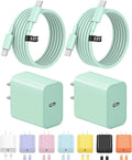 3FT iPhone 17 16 15 Charger Fast Charging USB C Charger Block Type C Chagrer Fast Charging 2-Pack for iPhone 17/17 Plus/17 Pro/17 Pro Max/iPhone 16/16 Plus/16 Pro/16 Pro Max/15 Pro Max/Samsung(Green)