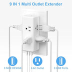 Multi Plug Outlet Extender with 6 Outlets & 3 USB Ports - MKSENSE Surge Protector Outlet Plug Adapter, Multi Plug Wall Outlet, 3-Sided Spaced Design for Home Office Travel (White)