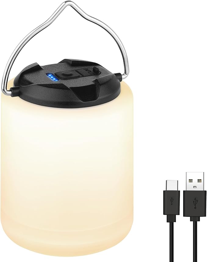 BOBKID LED Camping Lantern, Rechargeable Camping Light, 4 Modes Outdoor Flashlights Lanterns with 1000LM, Water Resistant Portable Emergency Camp Light for Hurricane Hiking Survival Kits - Black
