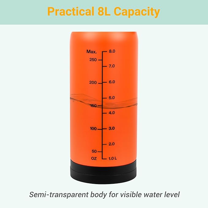 Portable Shower, 2.1Gallon (8L) &10 Spray Modes | Pressurized Beach Shower for Camping Travel & Sand, Camping Shower, Surf Shower, Portable Water Sprayer, Nylon Insulated Cover, Orange