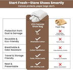 LFH Cotton Rich Shoe Storage Bags with Drawstring, Dustproof Breathable Reusable Organizer, Perfect For Travel, Dorm, Hotel, College, Gym, Easy to Carry, Machine Washable 12"x17" (Pack of 4) - White