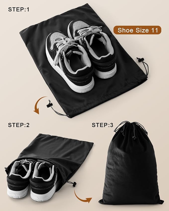 FantasyLife Shoe Bags for Travel, Washable Dust Bags for Storage & Packing, Flannel Shoe Pouch with Drawstring Closure for Purses, Handbags, Shoes & Toys (4, Black Beauty, 17.3"x12.6")