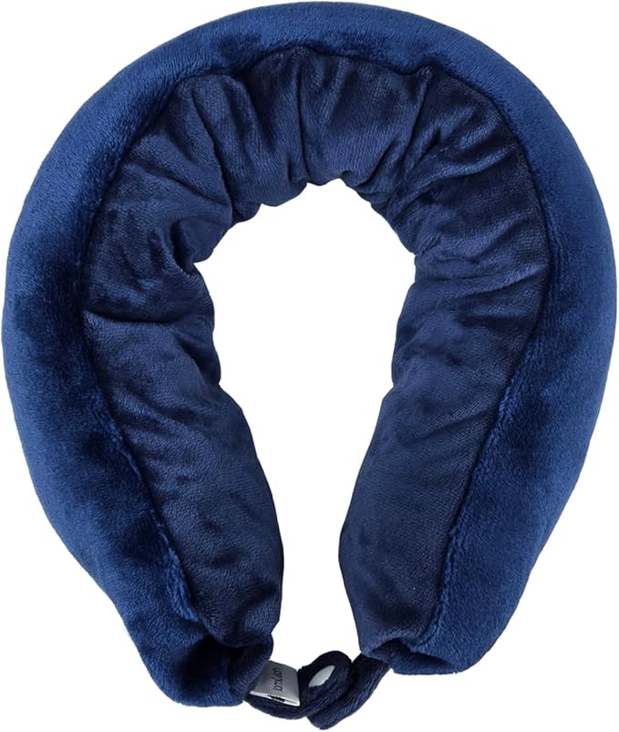 2-in-1 Travel Pillow & Blanket, Airplane Neck Pillow with Neck Support, Supersoft Lightweight Throw Blanket, Airplane Essentials (Blue)