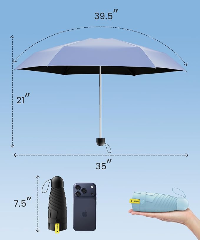 LMUGOOS 3 Pack Travel Mini Umbrella Small Compact, Portable Umbrella with UV Protection UPF 50+, Rainproof & Sunproof Folding Umbrella, Backpack & Pocket-Friendly