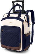 Rolling Backpack for Women, Travel Backpack with Wheels, Vertical Storage Wheeled Laptop Backpack, Backpack on Wheels for College Business Work Overnight, Stylish Rolling Laptop Bag, Navy Blue