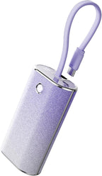iWALK Sparkly 10000mAh Portable Charger, 22.5W Fast Charging Small Power Bank with Built-in USB-C Cable, Diamond Glitter Ultra-Compact Battery for iPhone 17/17 Pro/16/16 Pro/15, Samsung,ShinyPurple