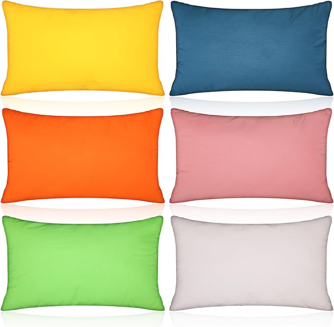 Kigley 6 Pack Mini Pillows for Daycare 9.1 x 13.8'' Small Travel Soft Breathable Cotton Pillow for Kids School Nap Travel Pet Neck Lumbar Purse Insert (Light Color)