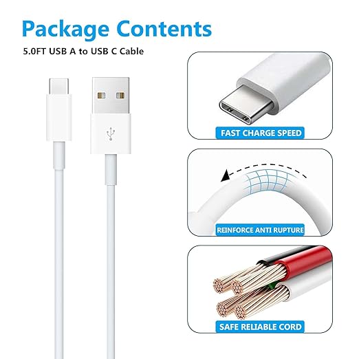AHDFWI 3 Pack Carplay USB A to USB Type C Cable for iPhone 16E 16 15, iPhone 16 15 Pro Max, 16 15 Plus, iPad Pro 12.9/11, iPad Air 5th 4th Mini 6th Gen Charger Charging Cord（5FT）