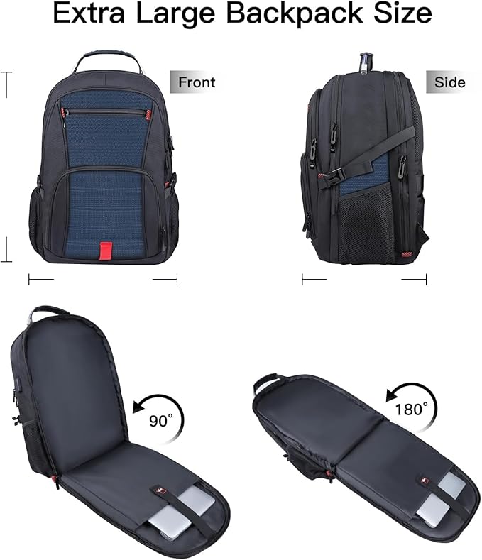 ANTERK Extra Large Backpack, Travel Laptop Backpack, Sturdy TSA Water Resistant 17.3 Inch Backpacks, Anti Theft Business Computer Backpacks Gifts for Men Women, Blue