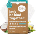 Kind Laundry Detergent Sheets – 32 Loads Ocean Breeze, EWG Verified, No Residue After Wash, Eco Plastic-Free Liquidless Laundry Soap, Non-Toxic Formula, for Sensitive Skin, Travel & Dorm Friendly