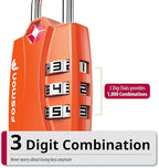 Fosmon TSA Accepted Luggage Locks (Orange - 4 Packs), Open Alert Indicator 3 Digit Combination Padlock Codes for Travel Bag, Suit Case, Lockers