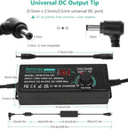 120W Universal Power Supply Adjustable DC 3V ~ 24V Variable Switching AC/DC Adapter 100V-240V AC to DC 24V 5A Converter with 14 Tips & Polarity Converter - 5000mA Max