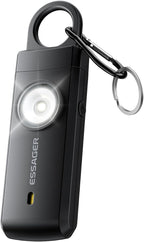 ESSAGER Personal Safety Alarm for Women, 130 dB Self Defense Siren, Rechargeable & Portable with Keychain and Carabiner, Low Battery Notice, LED Strobe Light for Kids, Seniors, College Students(Black)