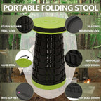 JAEMEYEM Collapsible Stool Chair, Upgraded Folding Stool for Adults Lightweight, Sturdy, Adjustable, Portable, Foldable Seat Sturdy Stools for Outdoor Camping Fishing Hiking Gardening BBQ