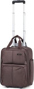 Hanke 16 Inch Underseat Carry On Luggage With Wheels, Small Rolling Suitcase Lightweight Under Seat Carry On Bag, Airline Approved Personal Item Overnight Softside Travel Luggage Bag,Coffee