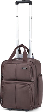 Hanke 16 Inch Underseat Carry On Luggage With Wheels, Small Rolling Suitcase Lightweight Under Seat Carry On Bag, Airline Approved Personal Item Overnight Softside Travel Luggage Bag,Coffee