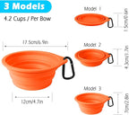 PetBonus 2-Pack Large Silicone Collapsible Dog Bowls, 34oz/1000ml BPA Free Portable Foldable Travel Bowl for Pet Cat, Food Water Feeding Dish for Camping with 2 Carabiners (Green, Orange)