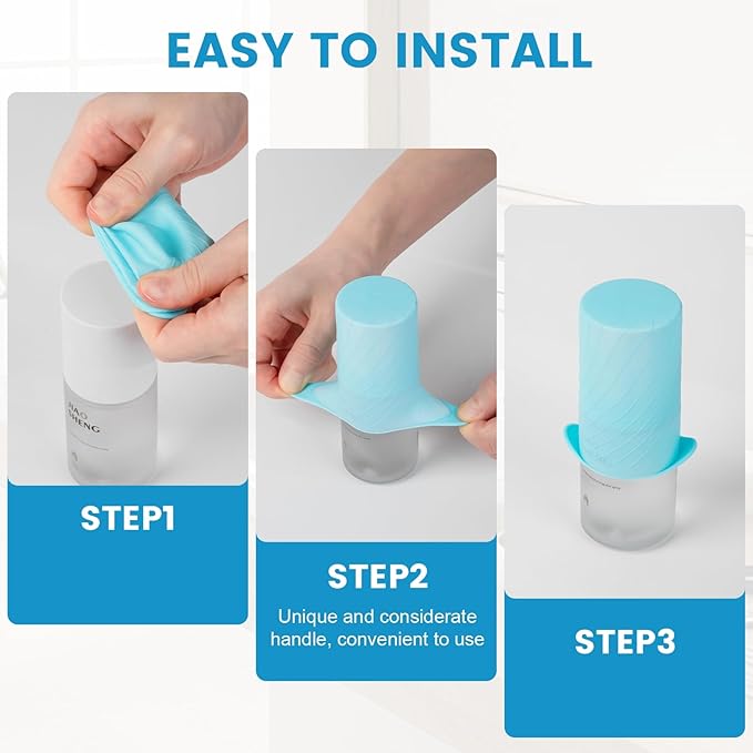 Mrsdry Bottle Covers for Travel, Leak Proofing, Travel Size Container Silicone toiletry sleeves, Leak Locks Travel Accessories for Shampoo Wash Body Bottles and other beauty and personal care(8pcs)