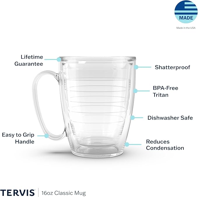 Tervis Clear & Colorful Tabletop Made in USA Double Walled Insulated Tumbler Travel Cup Keeps Drinks Cold & Hot, 16oz Mug, Mangrove Green