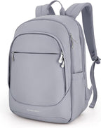 LIGHT FLIGHT Travel Laptop Backpack Women, 15.6 Inch Laptop Backpack with USB Charging Hole, Water Resistant College Bookbag, Black Computer Backpacks for Work, Gray