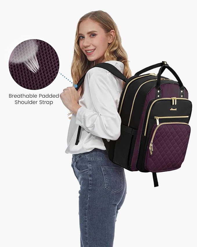 LOVEVOOK Laptop Backpack for Women with Separate Laptop Compartment, 17" Water Resistant Lightweight Daypacks for College Travel Work Business, Nurse Teacher Computer Bags