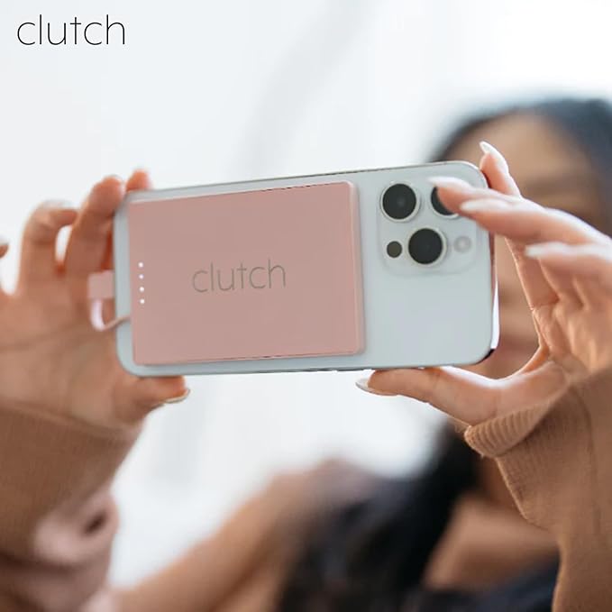Clutch - Pro USB-C Portable Charger - Compatible with iPhone 15, 16, 17 & Android Devices - Power Bank Magnetic Battery - TSA Travel Approved - USB Rechargeable - Built-in Cable - 5000 mAh - 3.7oz
