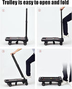Sack Truck, Portable Folding Sack Truck, 5 Wheeled 360° Rotating Cart Heavy Duty Pushing/Pull Cart with 125kg Load Capacity, Car Luggage, Travel Platform Trolley
