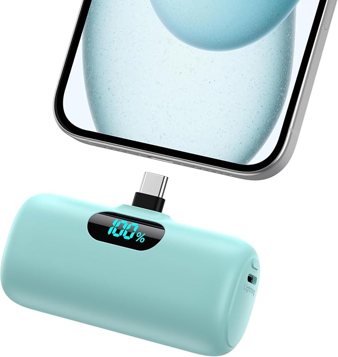 Mini Portable Charger USB C Power Bank,Upgraded 5000mAh PD Fast Charging Battery Pack Built-in USB-C Connector Travel Essential for iPhone17/17Pro/17Pro Max/Air/16 Plus/16Pro Max/15 Series,Android etc