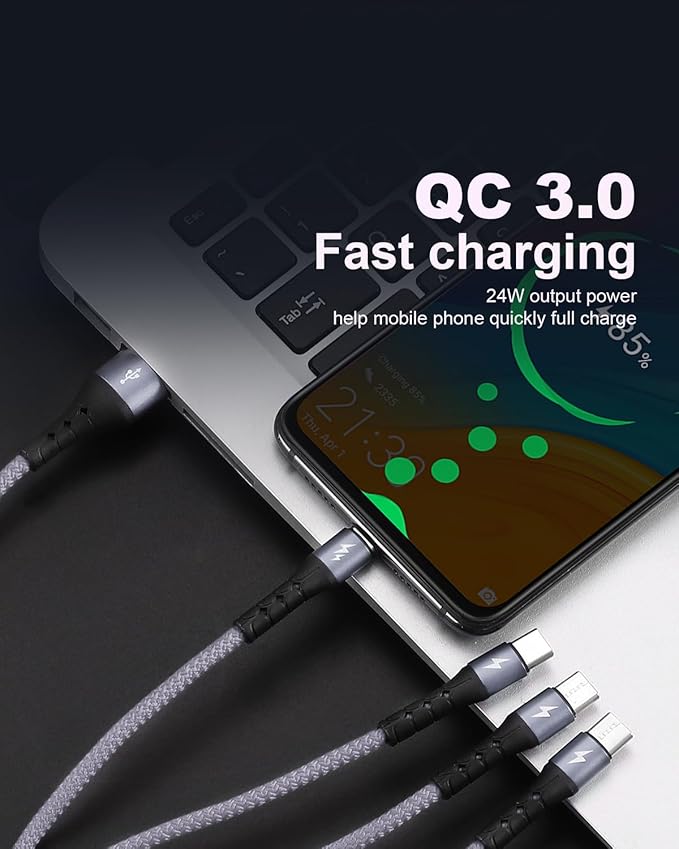 SIQIWO Multi USB C Cable Fast Charging, [4FT/2 Pack] QC 3.0(3A) USB C Splitter Cable, 4 in 1 Charger Cord with 4 Type C Ports, for iPhone 17/16/15 Series, iPad Air/Pro, Samsung Galaxy S25, Pixel, PS5
