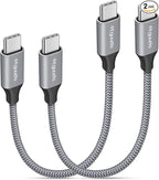 etguuds Short USB C to USB C Cable 0.5ft, 2-Pack 60W USBC to USBC Cord, Type C to C Charger Cable Fast Charging for iPhone 17 16 15 Pro Max Plus Air, Samsung Galaxy S25 S24 S23, for MacBook, Pixel