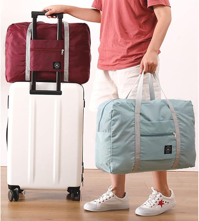 Foldable Travel Duffel Bag Tote Carry on Luggage Bag Spirit Airlines Personal item Sports Gym Bag Water Resistant Weekender Overnight Bags for Women and Men (Green)