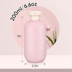 DEMORA 6.6oz Travel Bottles for Toiletries, Larger Plastic Travel Squeeze Bottles Leak Proof Refillable Toiletry Containers with Flip Caps and Labels for Shampoo Conditioner Lotion (Pink, 4 Pcs)