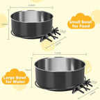 Dog Crate Water Bowl No Spill 2 Pack,Stainless Steel Dog Bowls for Food and Water, Pet Kennel Hanging Dogs Food Bowls for Medium/Large Dogs and Cats (7.1"x2.6" & 6.3"x2.6", Black)