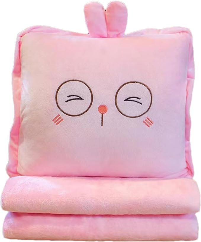 Fruit Throw Blanket and Pillow Set, Travel Blanket Compact Convenient Bed Throw Pillows with Airplane and Car Suitable for Office Nap Time (C, 67in x 59in)