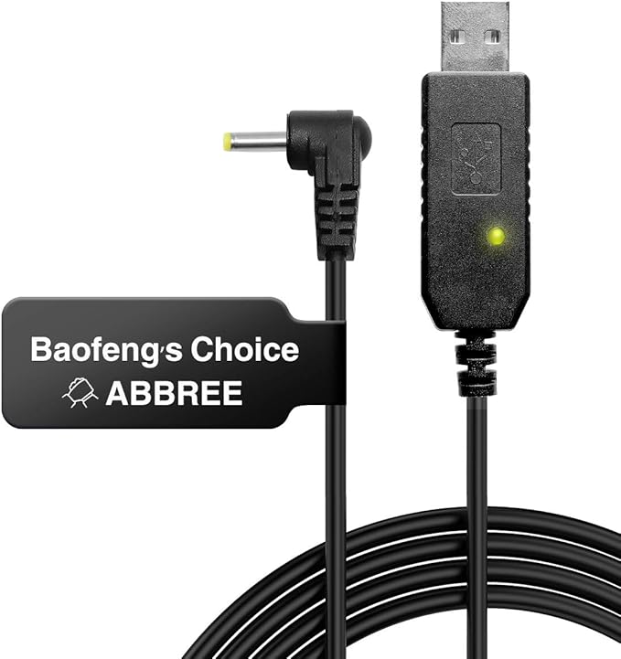 BaoFeng 2.5mm USB Charger Cable with Indicator Light UV-5R AR-152 UV-82 3800mAh Battery UV-S9/9S Two Way Radio (1)