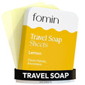 FOMIN - Antibacterial Paper Soap Sheets for Traveling - 100 Lemon Portable Hand Soap Sheets for Travel in Tin - Dissolvable Mini Portable Travel Soap Sheet for Hand Washing, Camping and Hiking