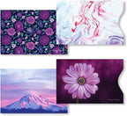 8 RFID Blocking Sleeves, Unique Designs and Arts in Purple, Anti-Theft Credit Card Holder, Credit Card Protector, Easy to Recognize, Sturdy and Perfect size for cards