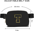 Gitus Belt Bag Fanny Pack Crossbody Bags with Initial Letter Patch Gifts for Wife Older Women Mother Coworker Bridesmaid Anniversary Travel Gifts Beach Gifts (Black-T)