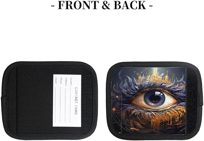 Abstract Colorful Devil Eye 2 Pack Luggage Handle Wrap Set of Neoprene Luggage Tags for Suitcases Bag Strap Wrap Cover Travel Airplane Accessories Covers Markers Sleeve Grips Identifiers Cruise