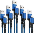 USB Type C Cable 5Pack (3/3/6/6/10FT) Nylon Braided USB C Cable Fast Charger Charging Cord Compatible Samsung Galaxy S9 S8 Note 9 Note 8 Plus,LG V30 G6 G5 V20,Google Pixel, Moto Z2 (Navy&Blue)