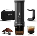 Portable Espresso Machine, Travel Coffee Maker with Carrying Bag and Stand, Fast Charging Espresso Maker with Self-Heating for Ground Coffee & NS Capsules, for Camping, RV, Hiking, Office
