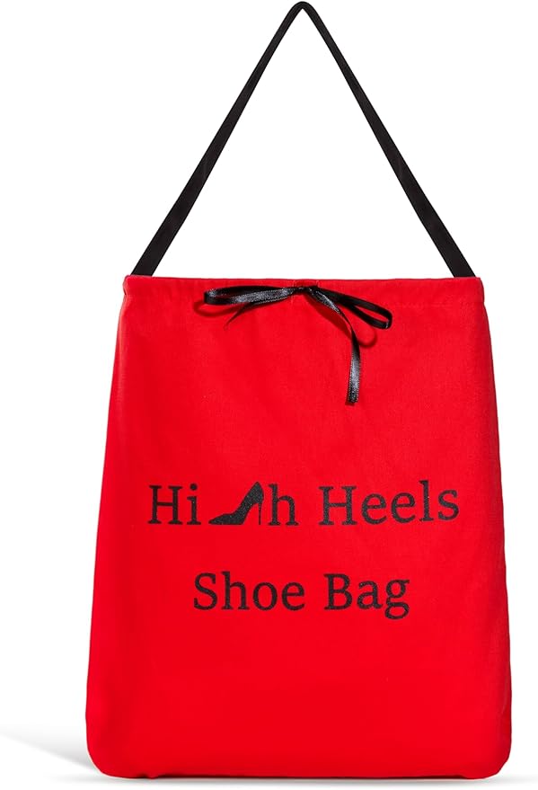 Premium Drawstring High Heel Shoe Bag – Travel-Friendly Dustproof Pouch for Heels & Sandals, Lightweight & Durable, 11 Color Options (red)