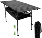 47in Portable Camping Table, Folding Beach Table, with Storage Net & Bag Easy to Carry, Prefect for Outdoor, Picnic, BBQ, Cooking, Festival, Beach, Home Use