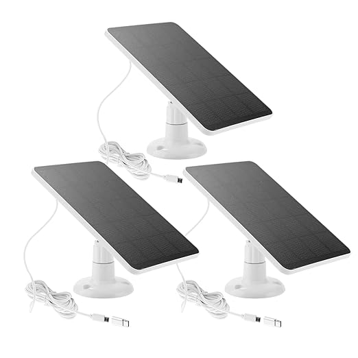 3-Pack Solar Panel Camera Charger Fit for Eufycam 3/3C s300/2,2 Pro, 2C, 2C Pro,c210,s330,s340,e340, E, Eufy E20, E40/L20/L40/S40/4G Security Camera Micro USB Type-C 10FT Charging Cable