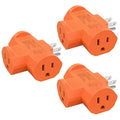 ELEGRP 3-Prong Heavy Duty Power Extender to Triple Outlet in T Direction, Multi-Directional Grounded Wall Tap Outlet Extender with 3 Prong Plug-in, 15-Amp, 125-Volt, ETL Listed, 3 Pack, Orange
