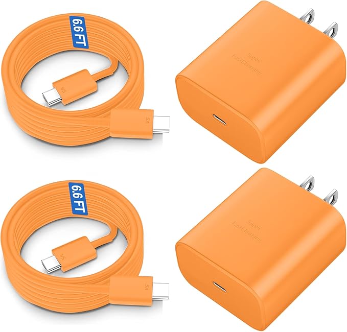 Super Fast Charger USB C, 45W Type C Charger Fast Charging Cable Block for Samsung Galaxy S26 S25 S24 S23 Ultra/S26 S25 S24 S23 S22 S21 S20/Note 10/20, PPS Wall Charger with 6.6FT Cord-Orange