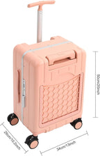 CNCEST 20" Adjustable Double Handle Ride-on Luggage,Travel Carry On Trolley Case with Mesh Pocket for Kids,Children's Ride On Suitcase with Wheels & TSA Lock (StyleB, Pink)