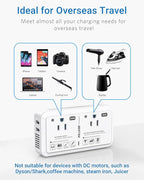 BESTEK Universal Travel Adapter Voltage Converter US to Europe 2000W 220V to 110V Converter with 2 USB Ports and EU/UK/AUS Plug Adapter for Hair Dryer/Curling Iron