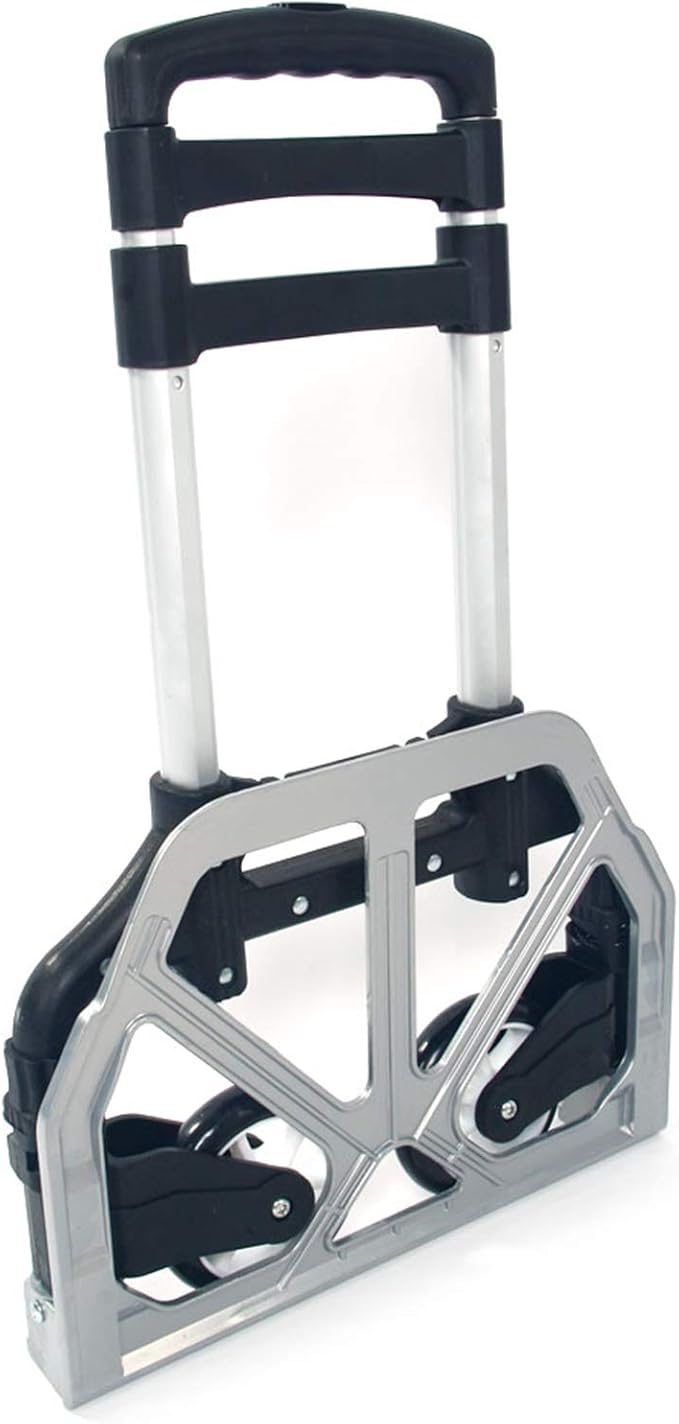 AgnesC Portable Folding Aluminum Hand Truck, Collapsible Utility Cart, Black